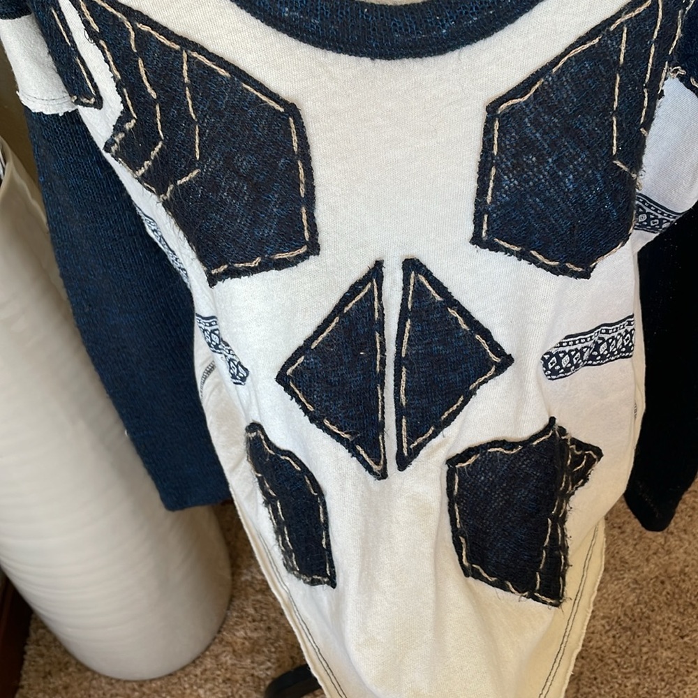 Free People Nordic Compass Top Arrow Knit Long Sleeve Oversized Tee Boho Size XS - Picture 6 of 13